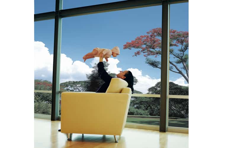 Wide window with window film